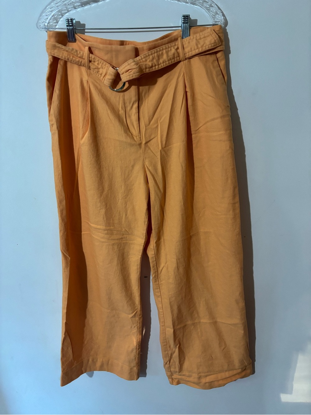 LOFT Peyton Trouser Peach Belted Wide Leg Pants Size 12 Petite